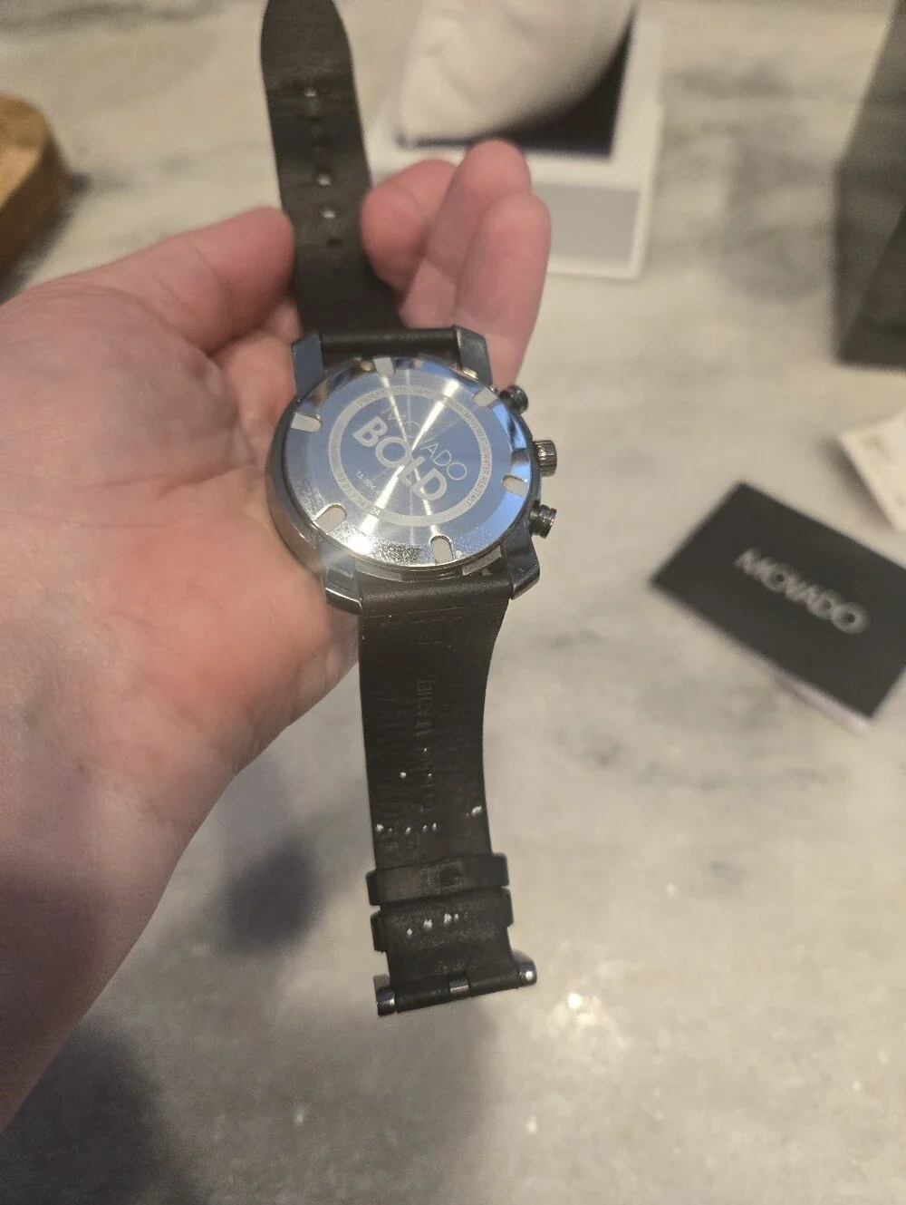 Movado Bold Chronograph Black Leather Men’s Watch $800